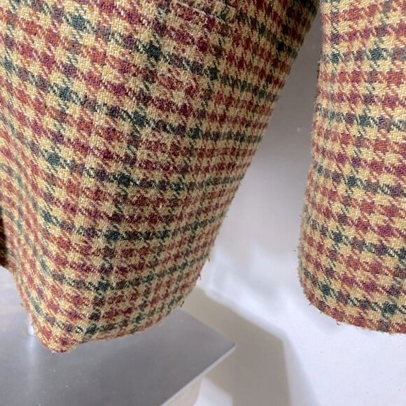 Vintage Traditions tan burgundy houndstooth blazer 14. - Picture 11 of 13